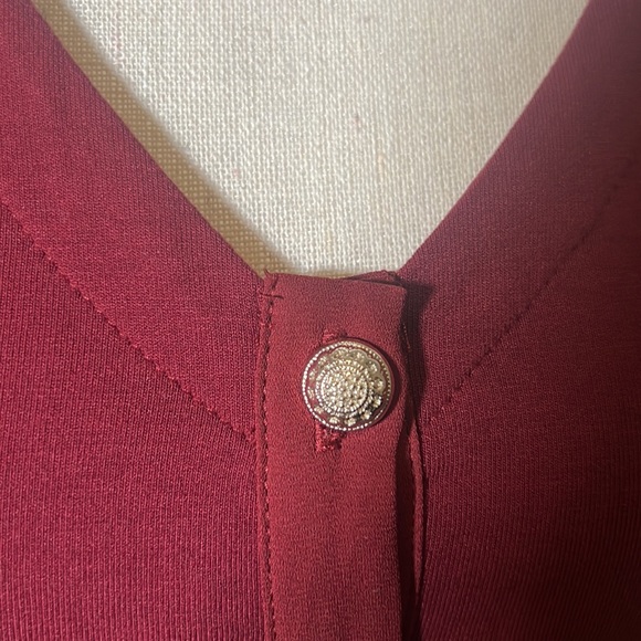 WHITE HOUSE BLACK MARKET BURGUNDY FULL BUTTON UTILITY TEE SMALL - Picture 6 of 12